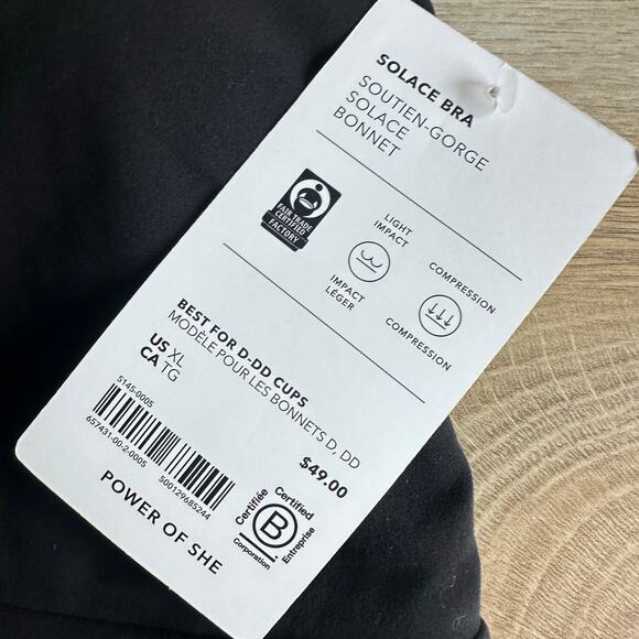 Athleta Solace Sports Bra D-DD Black XL 657431 - Picture 4 of 7